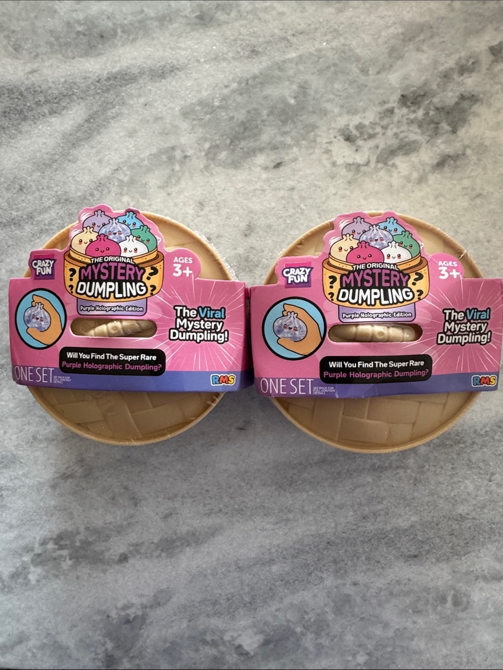 Set of purple holographic dumplings